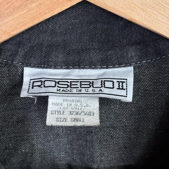 vintage 80s 90s faded black chambray button shirt S grunge punk denim retro vtg - Picture 8 of 8